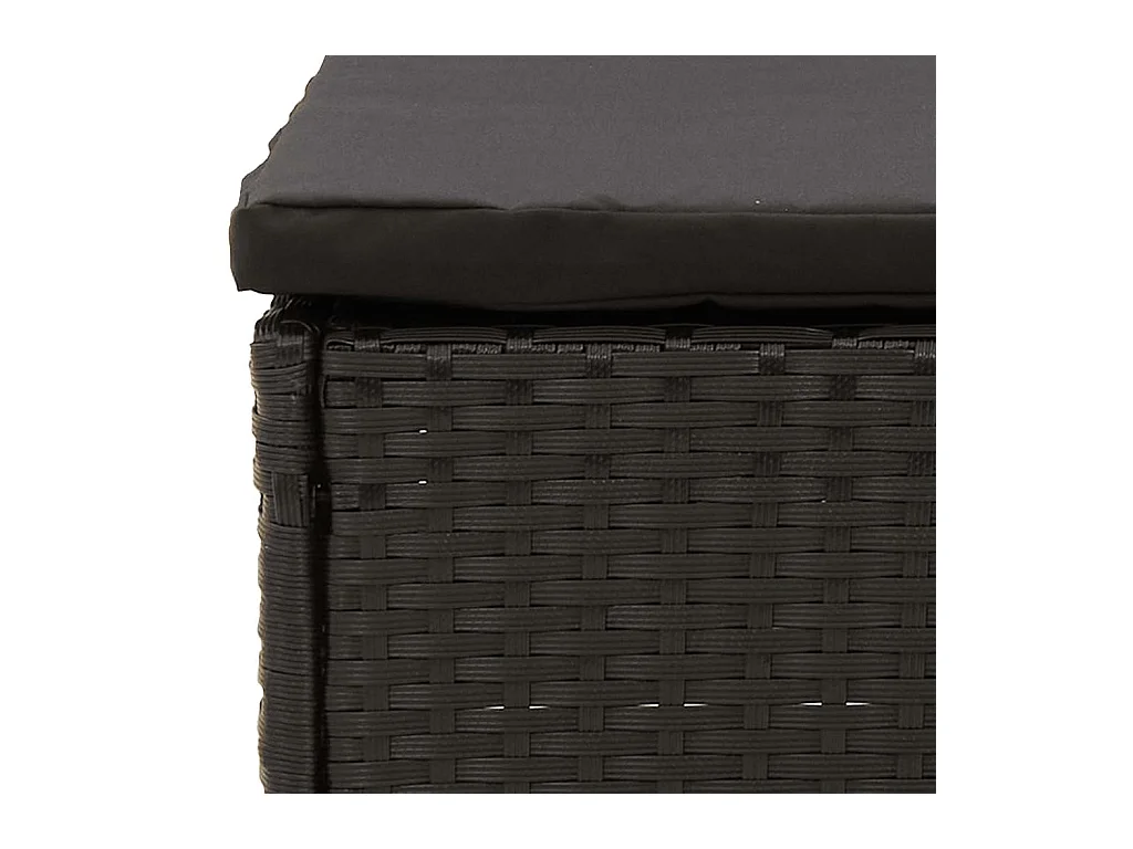 Poggiapiedi da Giardino con Cuscino in Polyrattan Nero