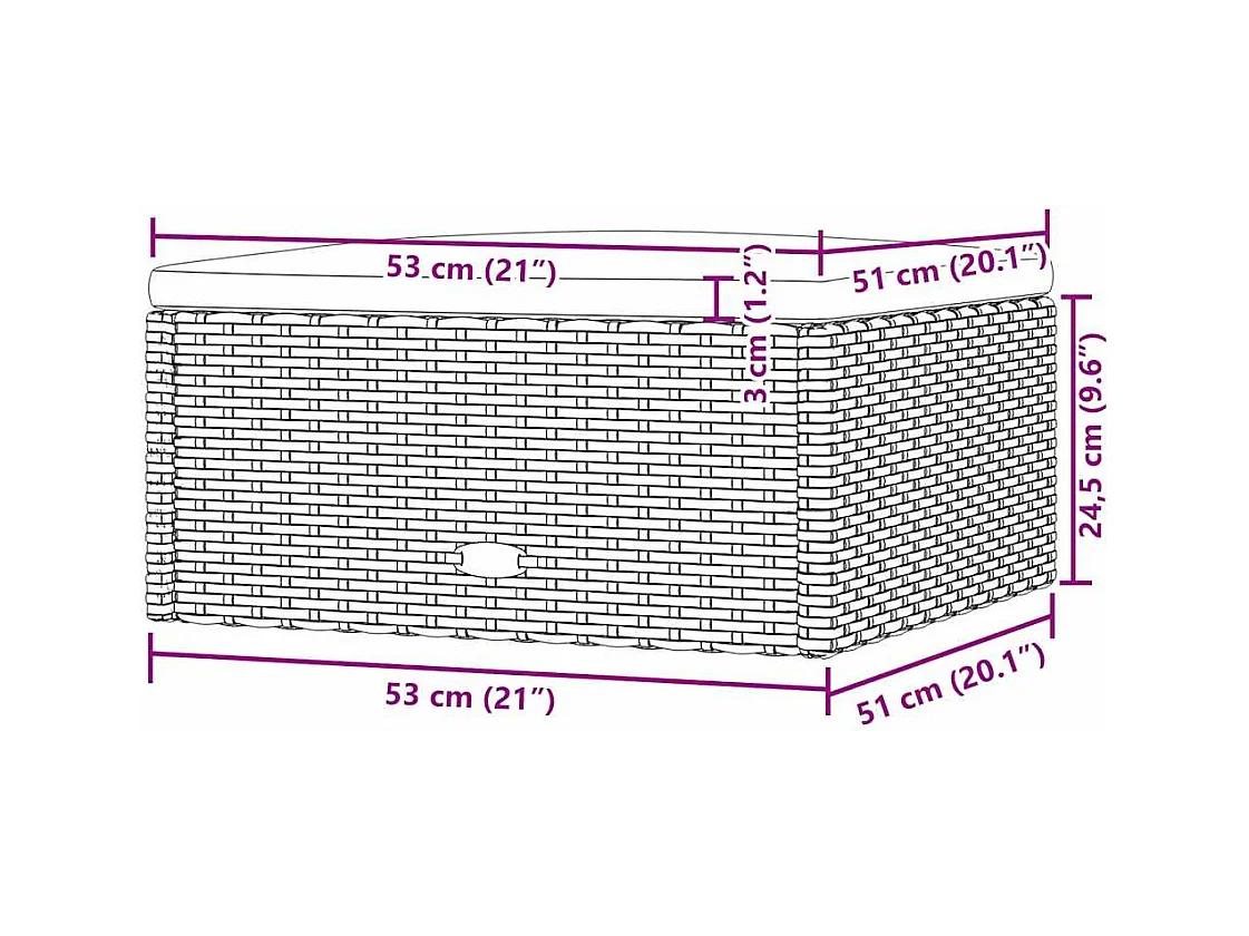 Poggiapiedi da Giardino con Cuscino in Polyrattan Nero