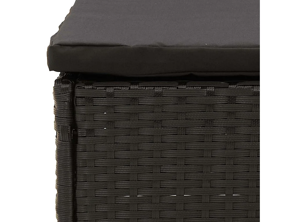 Voetensteun met kussen poly rattan zwart