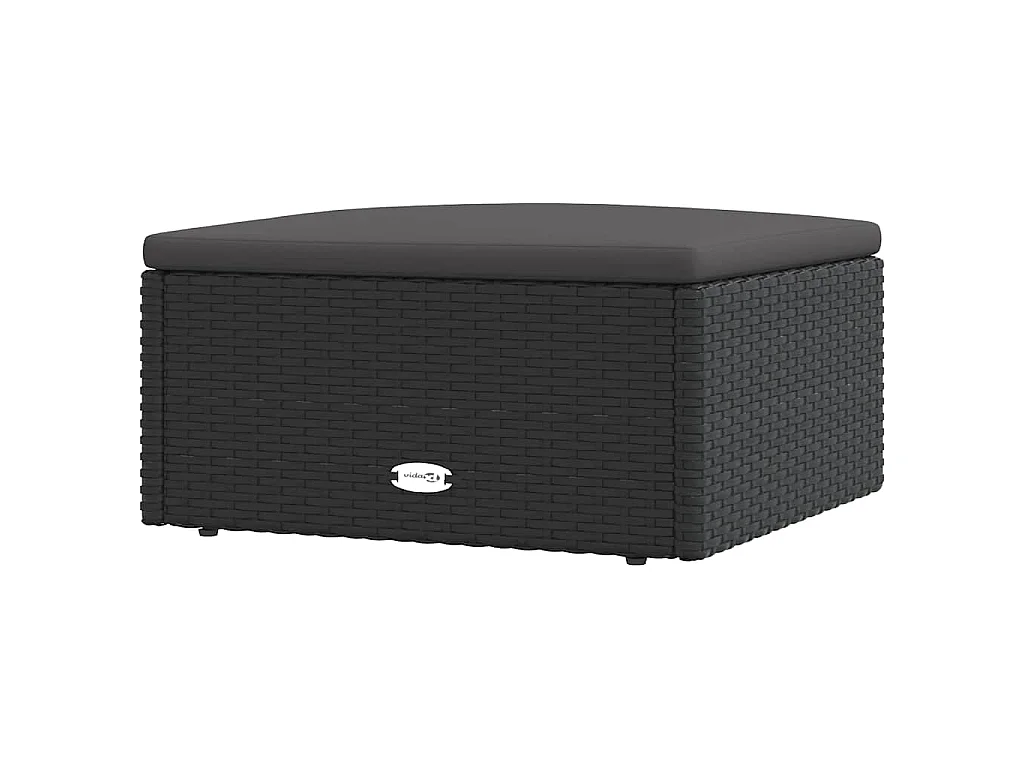 Tabouret de jardin avec coussin noir résine tressée