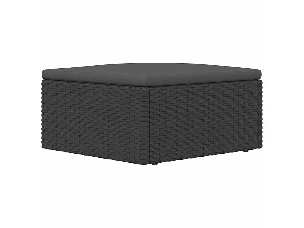 Tabouret de jardin avec coussin noir résine tressée