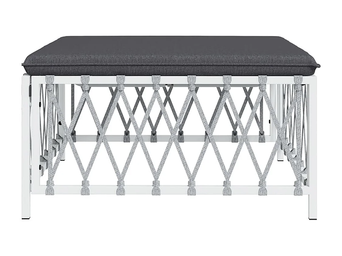 Apoio de pés para jardim com almofadão tecido branco