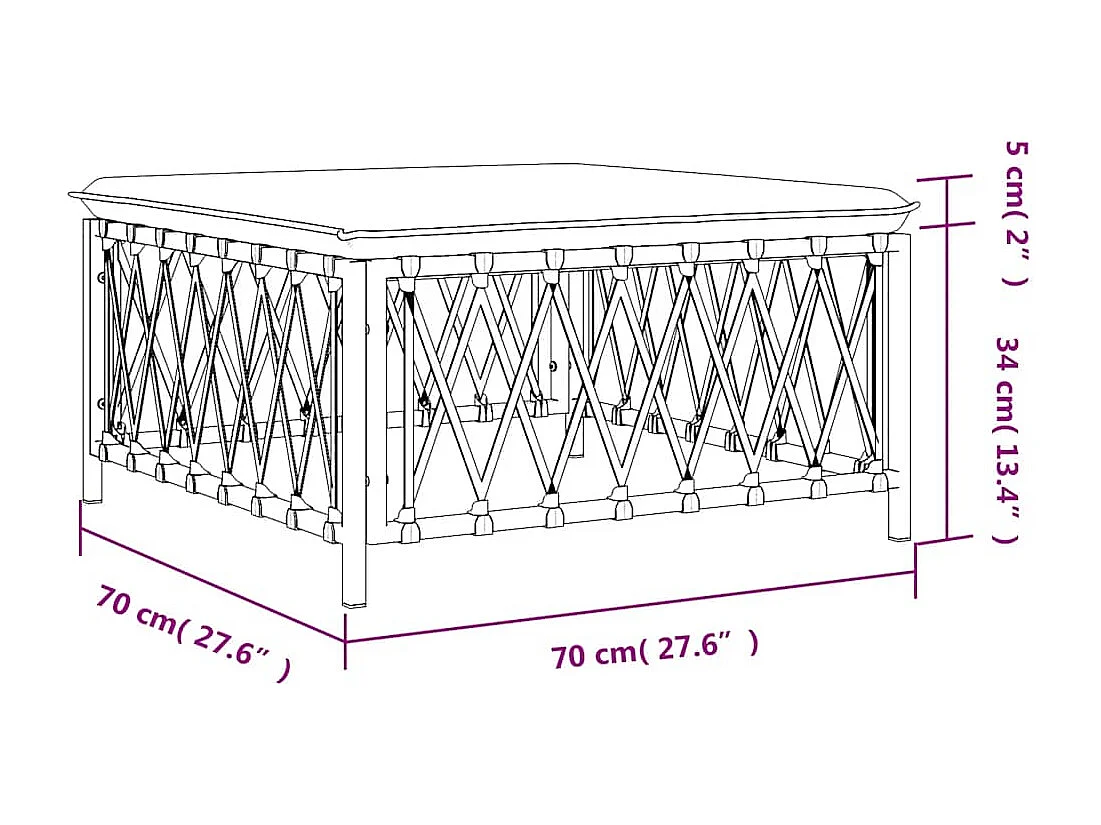 Repose-pied de jardin avec coussin blanc tissu tissé