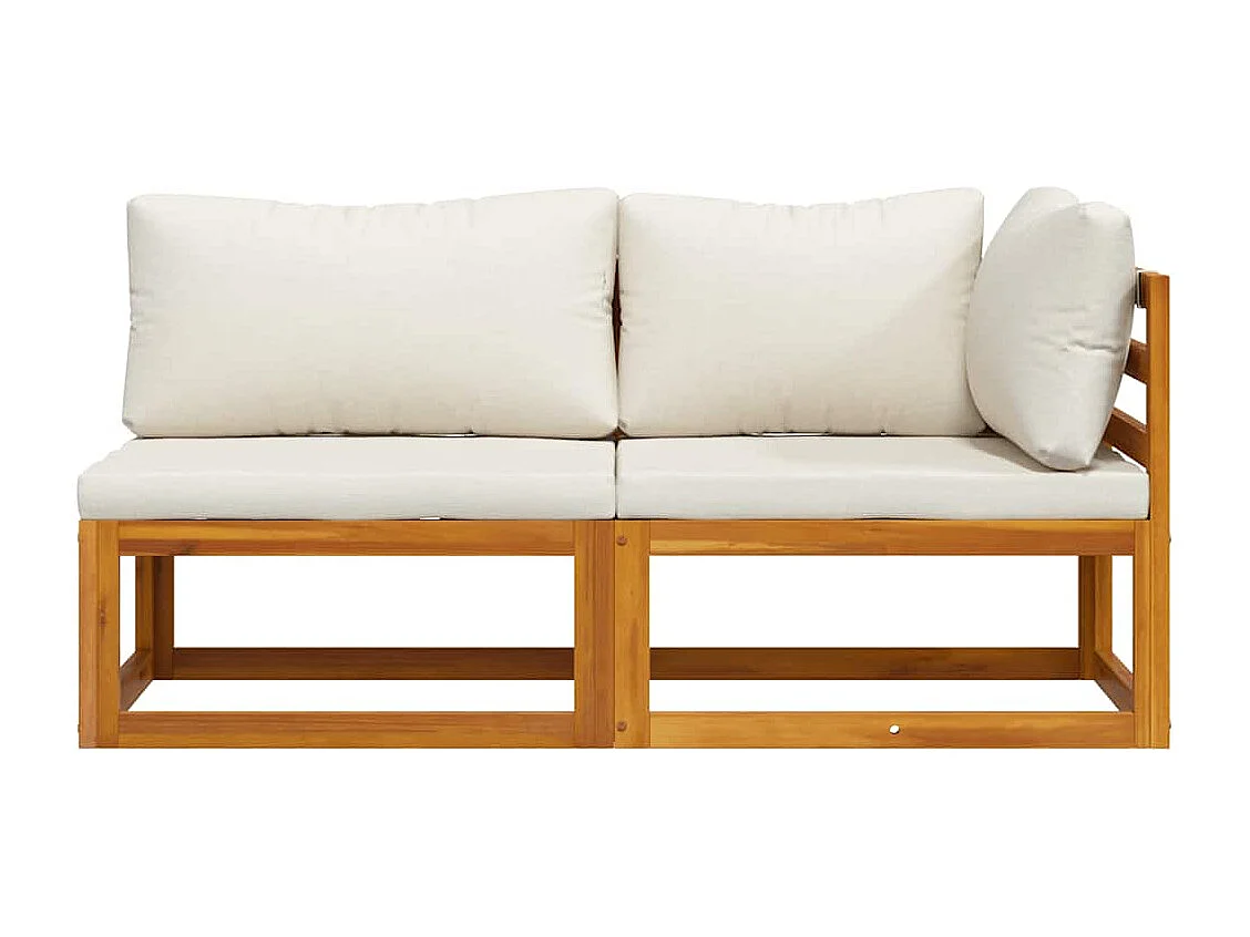 Set Divani da Giardino 2 pz con Cuscini Bianco Crema in Acacia
