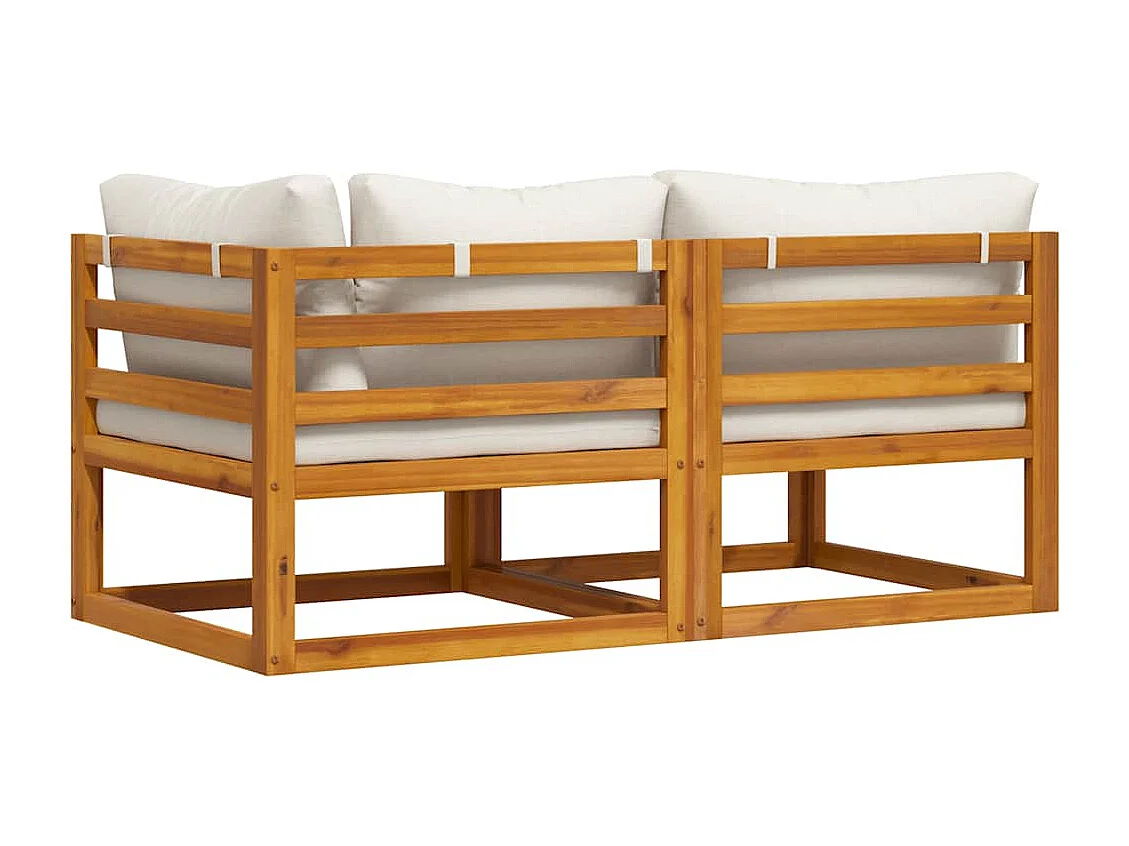 Conjunto de sofás 2 pcs c/ almofadões branco nata acácia maciça