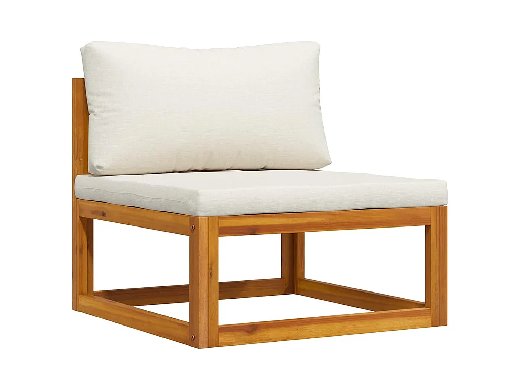Juego de sofá 2 pzas con cojines blanco crema madera de acacia
