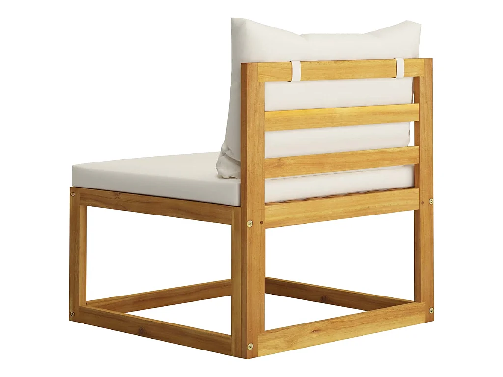Juego de sofá 2 pzas con cojines blanco crema madera de acacia