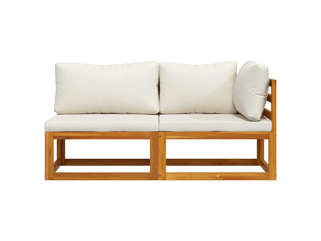 Juego de sofá 2 pzas con cojines blanco crema madera de acacia