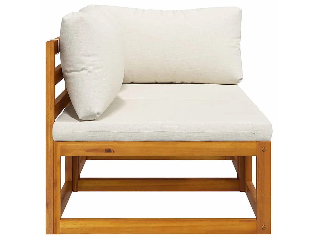 Juego de sofá 2 pzas con cojines blanco crema madera de acacia