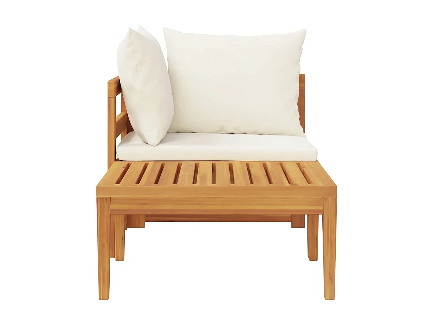 Salon de jardin 2 pcs avec coussins blanc crème Bois d'acacia