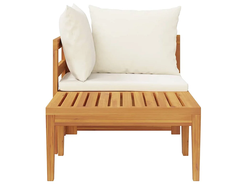 Salon de jardin 2 pcs avec coussins blanc crème Bois d'acacia