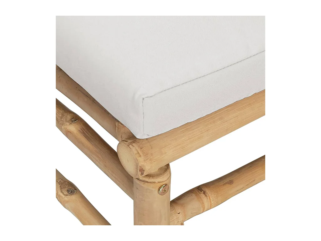 3-tlg. Garten-Lounge-Set mit Hellgrauen Kissen Bambus