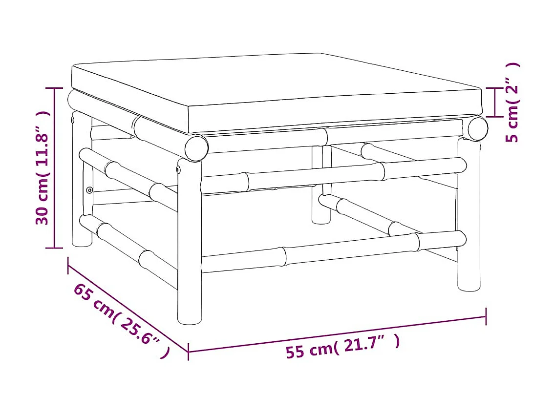 3-tlg. Garten-Lounge-Set mit Hellgrauen Kissen Bambus