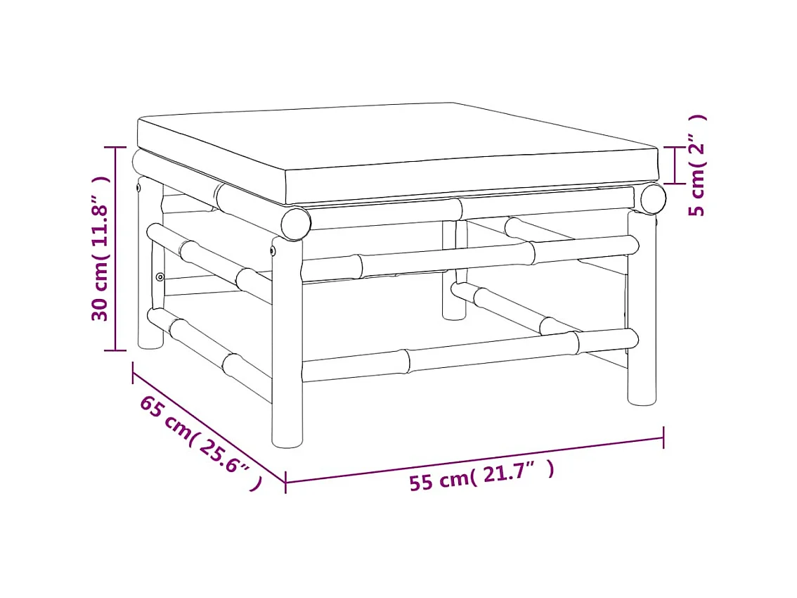Set Salotto da Giardino 3pz con Cuscini Grigio Chiaro Bambù