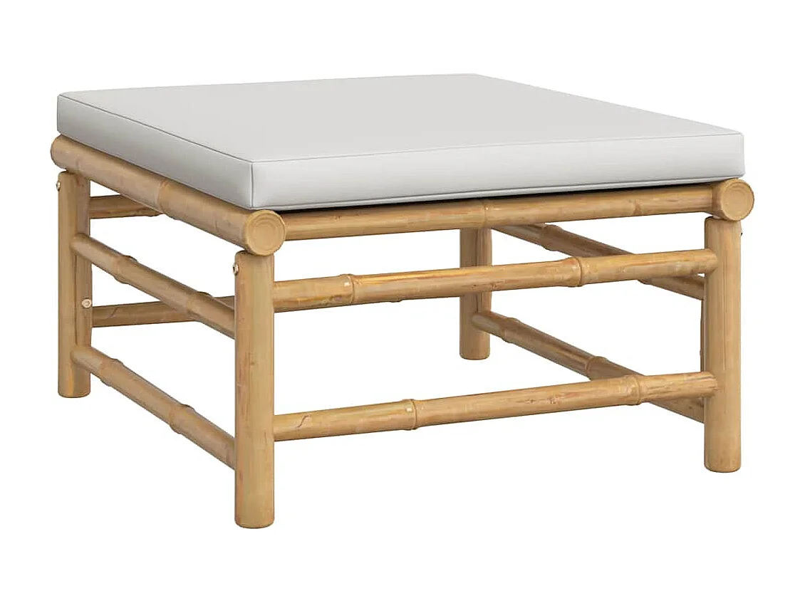 Set Salotto da Giardino 3pz con Cuscini Grigio Chiaro Bambù