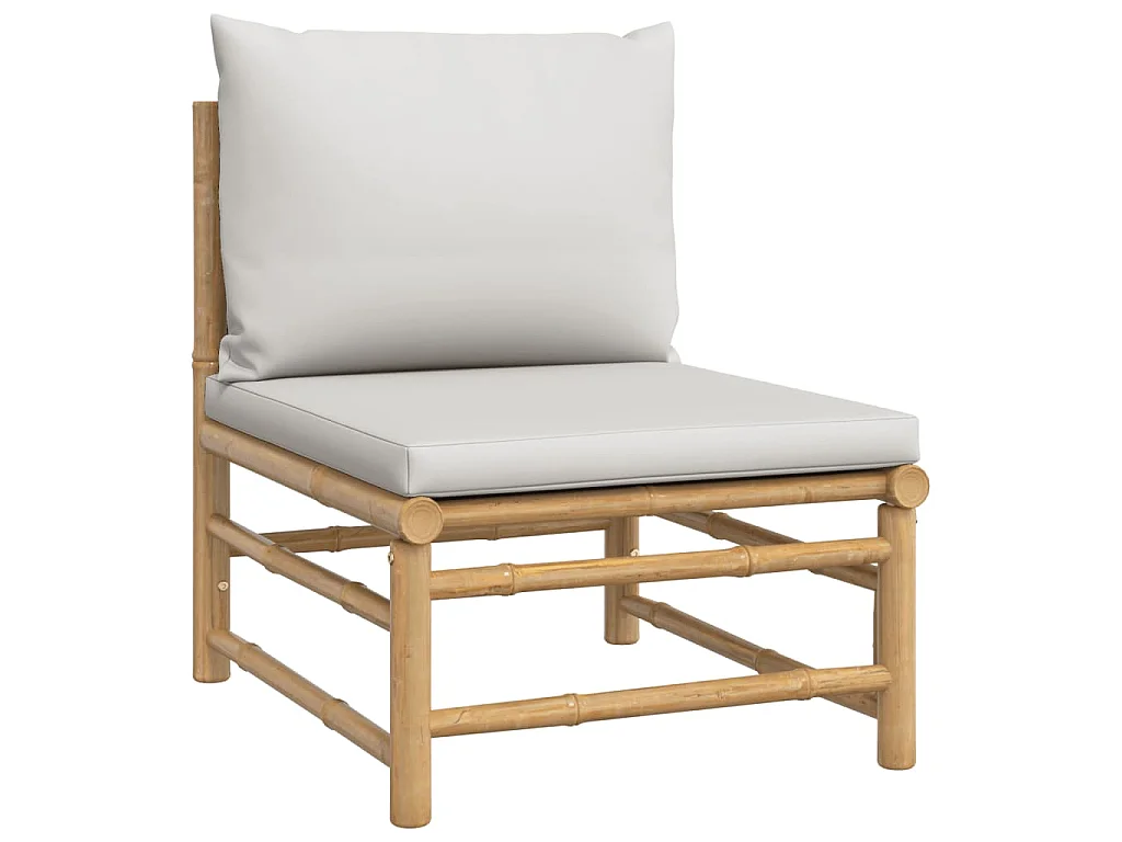 Salon de jardin 3 pcs avec coussins gris clair bambou