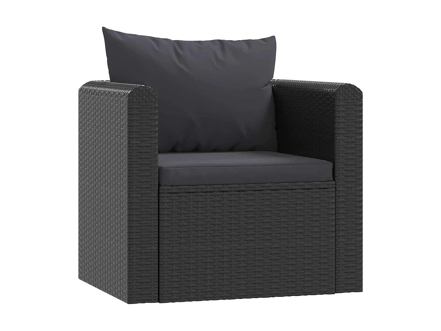 Fauteuil met kussens poly rattan zwart