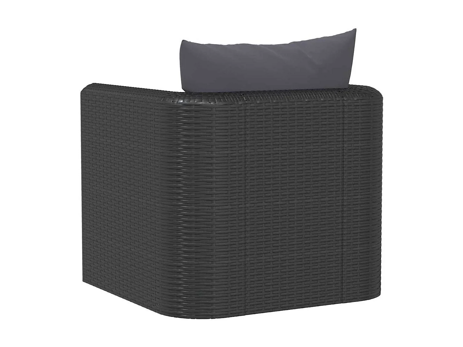 Fauteuil met kussens poly rattan zwart