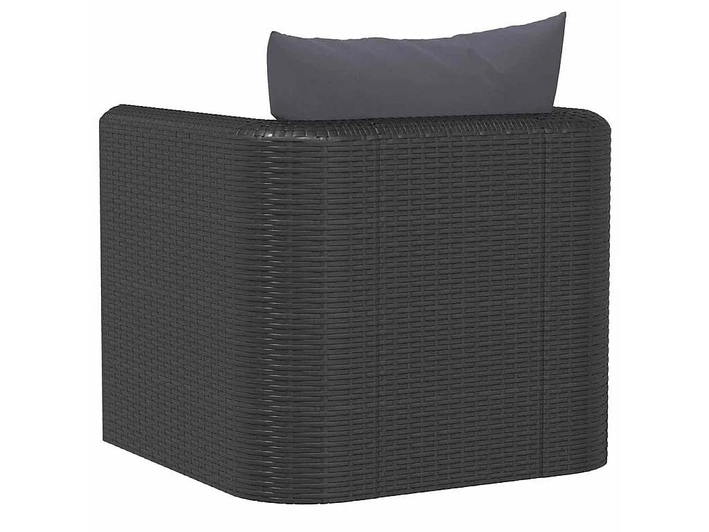 Sessel mit Auflagen Poly Rattan Schwarz
