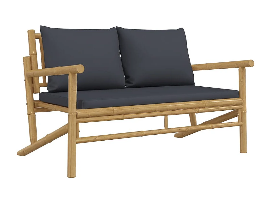 2-delige Loungeset met kussens bamboe donkergrijs