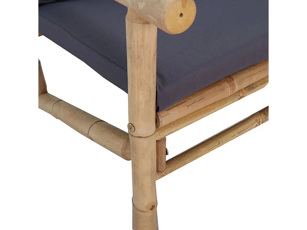 Salon de jardin 2 pcs avec coussins gris foncé bambou