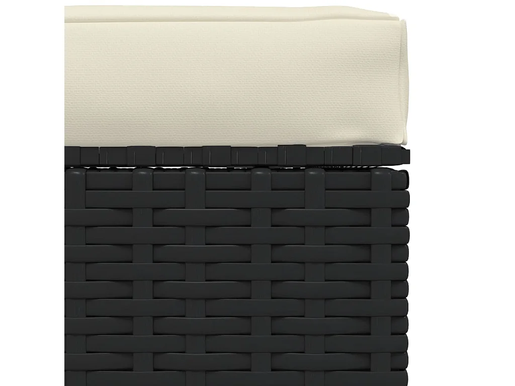Poggiapiedi da Giardino con Cuscino Nero 70x70x30 cm Polyrattan