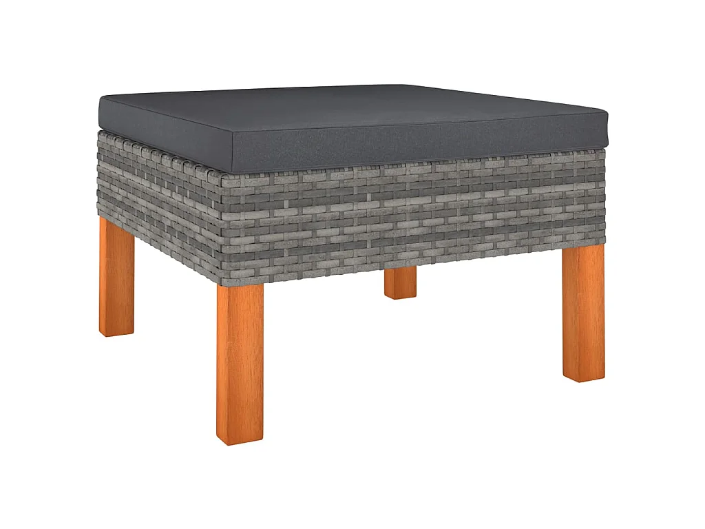 3-tlg. Garten-Lounge-Set Poly Rattan und Massivholz Eukalyptus