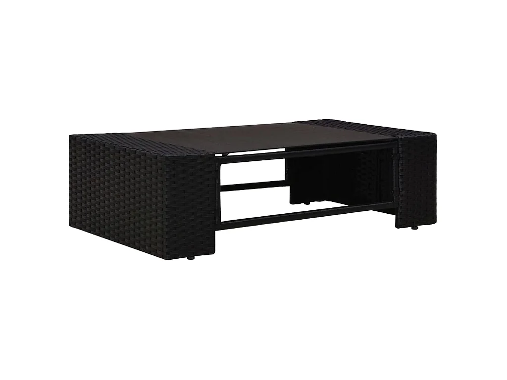 Salon de jardin 2 pcs Résine tressée Noir