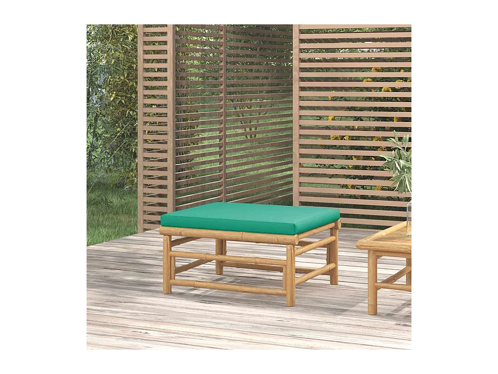Repose-pieds de jardin avec coussin vert bambou