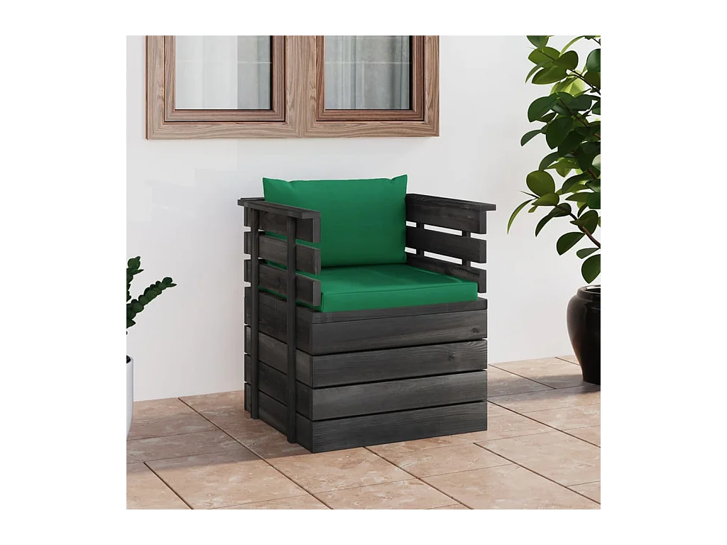 Fauteuil de jardin avec coussins Bois de pin