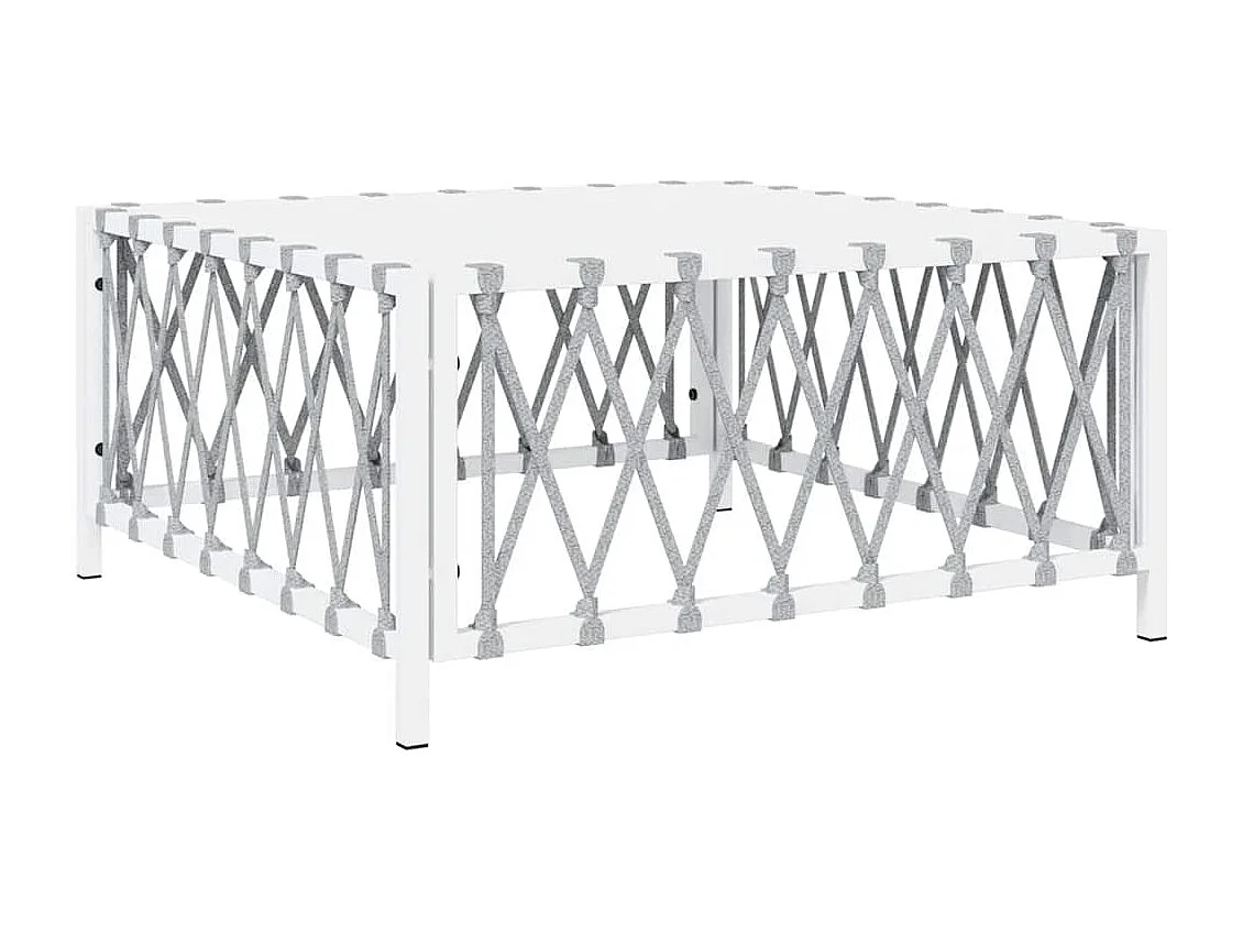 Table de jardin blanc 70x70x34 cm tissu tissé