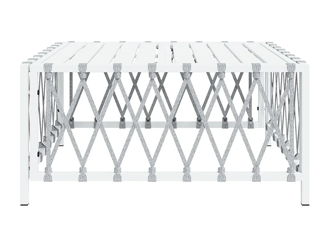 Table de jardin blanc 70x70x34 cm tissu tissé