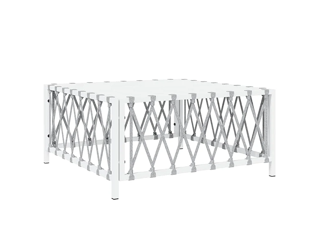 Table de jardin blanc 70x70x34 cm tissu tissé