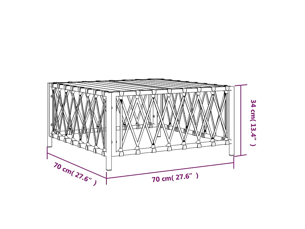 Table de jardin blanc 70x70x34 cm tissu tissé