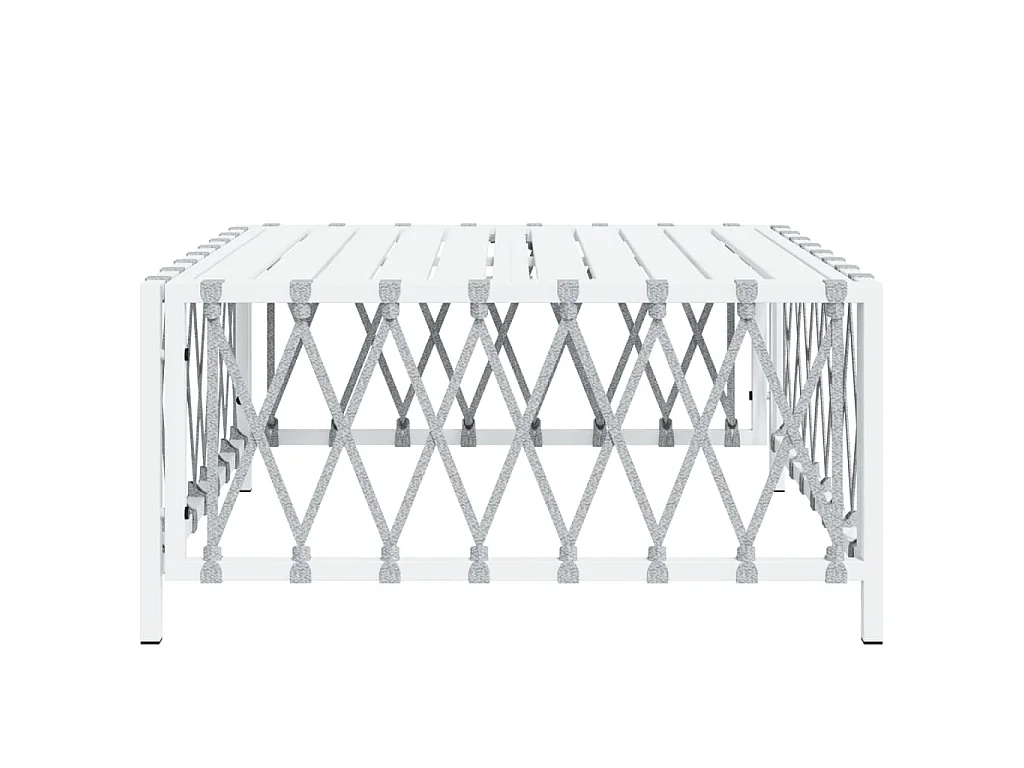 Table de jardin blanc 70x70x34 cm tissu tissé