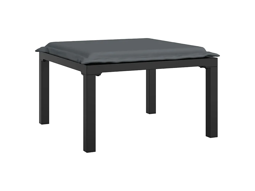 Repose-pied de jardin avec coussin noir et gris résine tressée