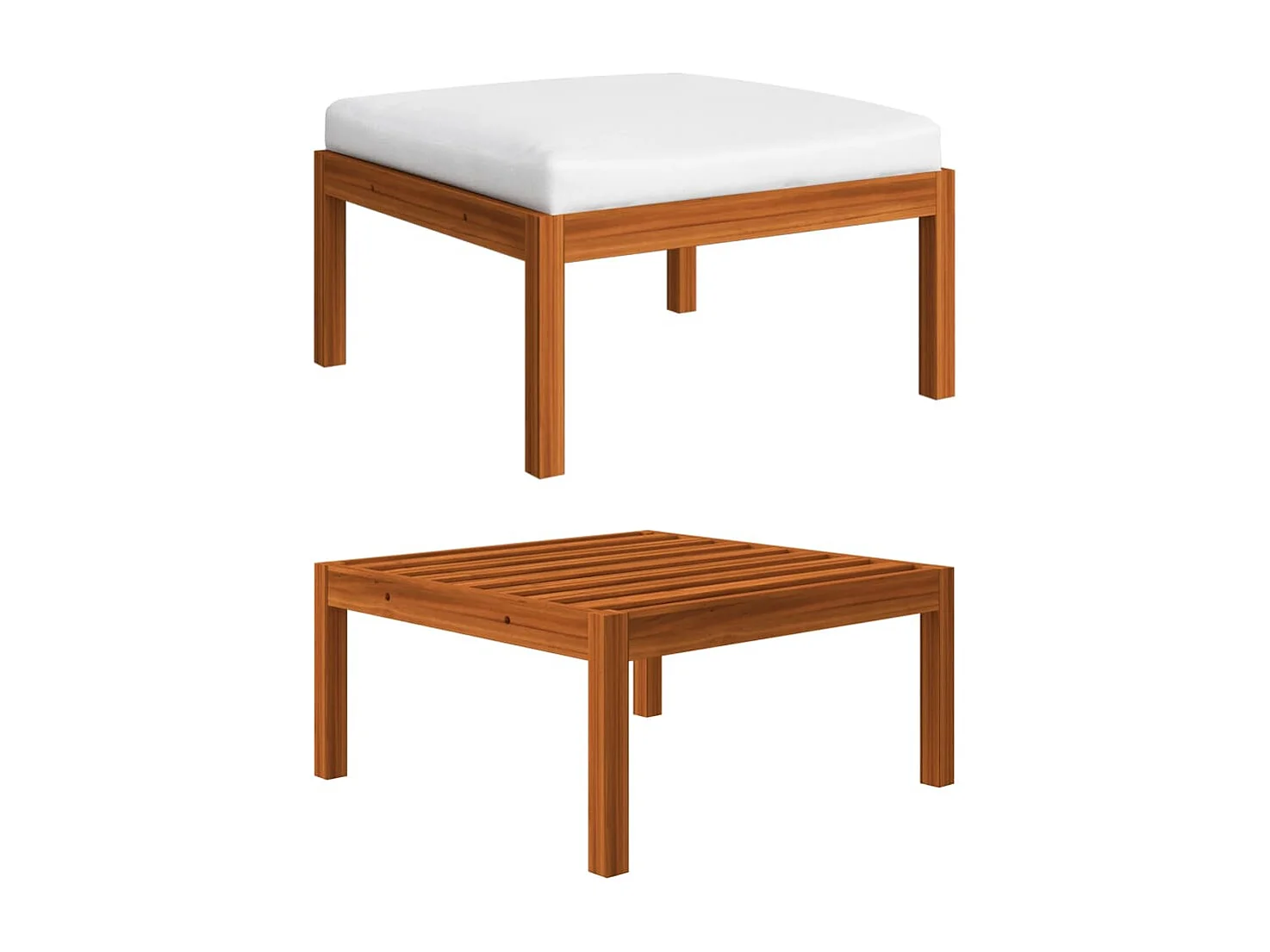 Repose-pied de jardin avec coussin Bois d'acacia massif