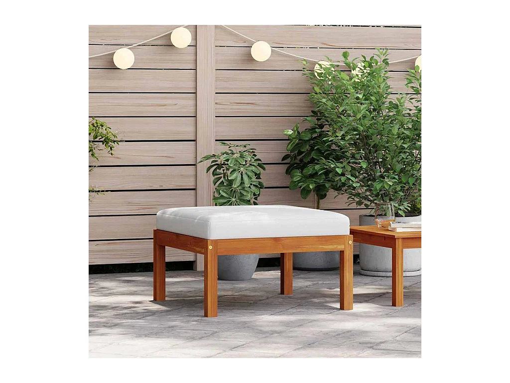 Repose-pied de jardin avec coussin Bois d'acacia massif