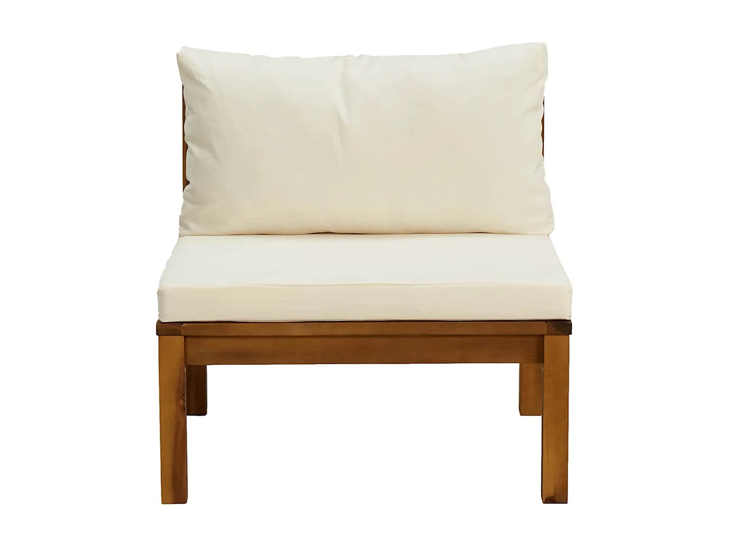 2-tlg. Garten-Sofagarnitur mit Cremeweißen Kissen Akazienholz