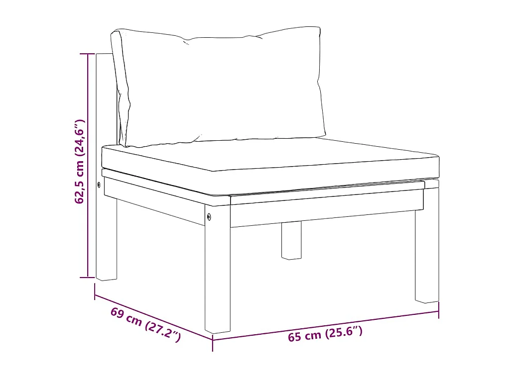 Set Divani da Giardino 2pz Cuscini Bianco Crema Massello Acacia