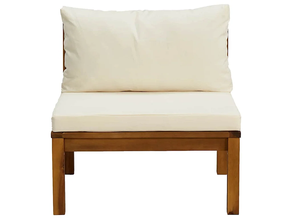Set Divani da Giardino 2pz Cuscini Bianco Crema Massello Acacia