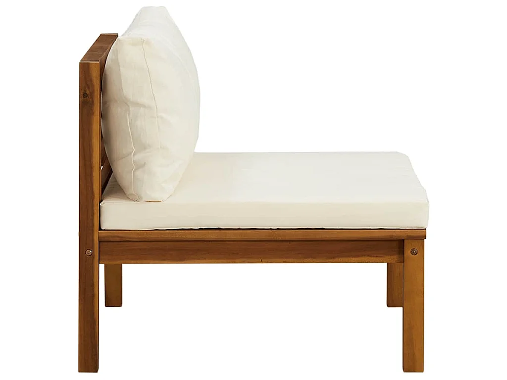 Set Divani da Giardino 2pz Cuscini Bianco Crema Massello Acacia
