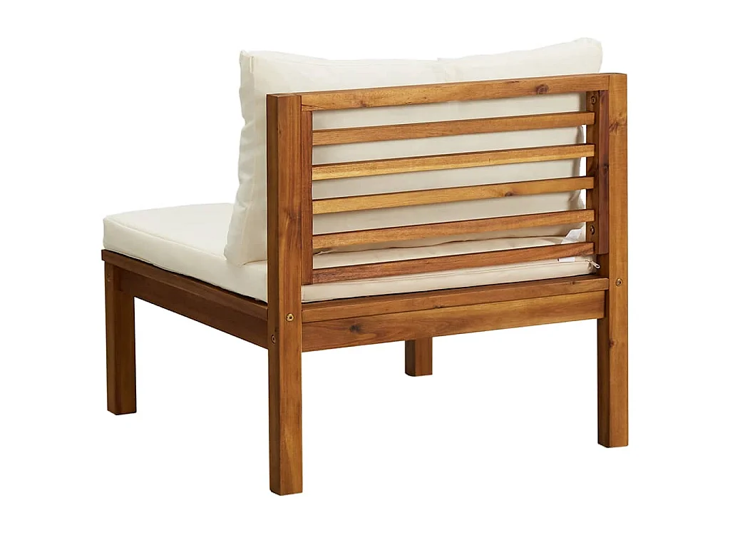 Set Divani da Giardino 2pz Cuscini Bianco Crema Massello Acacia