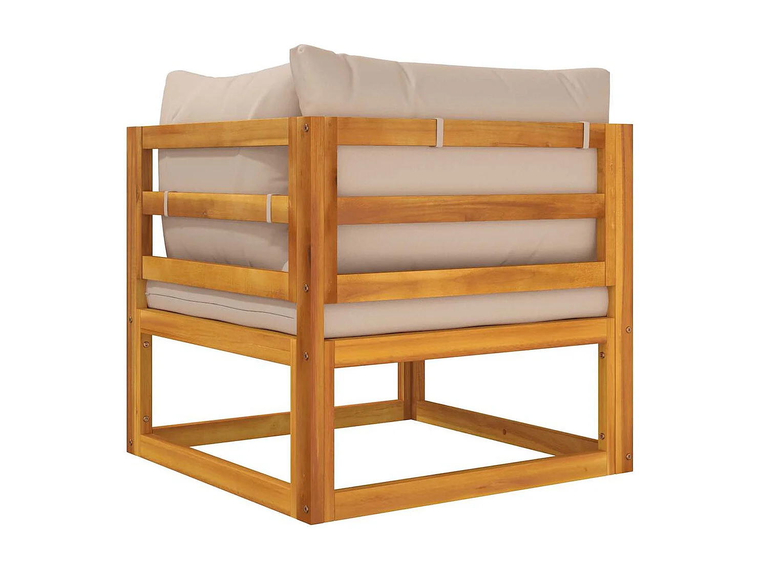 Canapé d'angle sectionnel et coussins taupe bois massif acacia