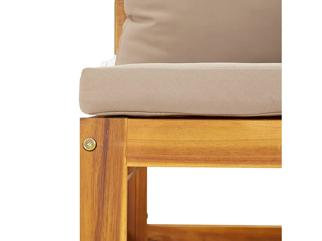 Canapé d'angle sectionnel et coussins taupe bois massif acacia