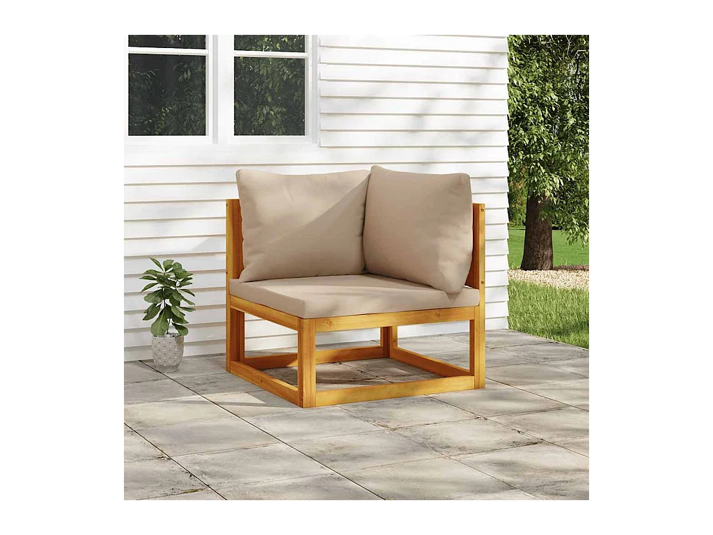 Modular-Ecksofa mit Taupe Kissen Massivholz Akazie