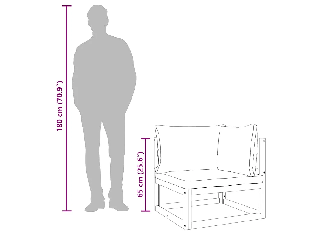 Hoekbank sectioneel met taupe kussens massief acaciahout