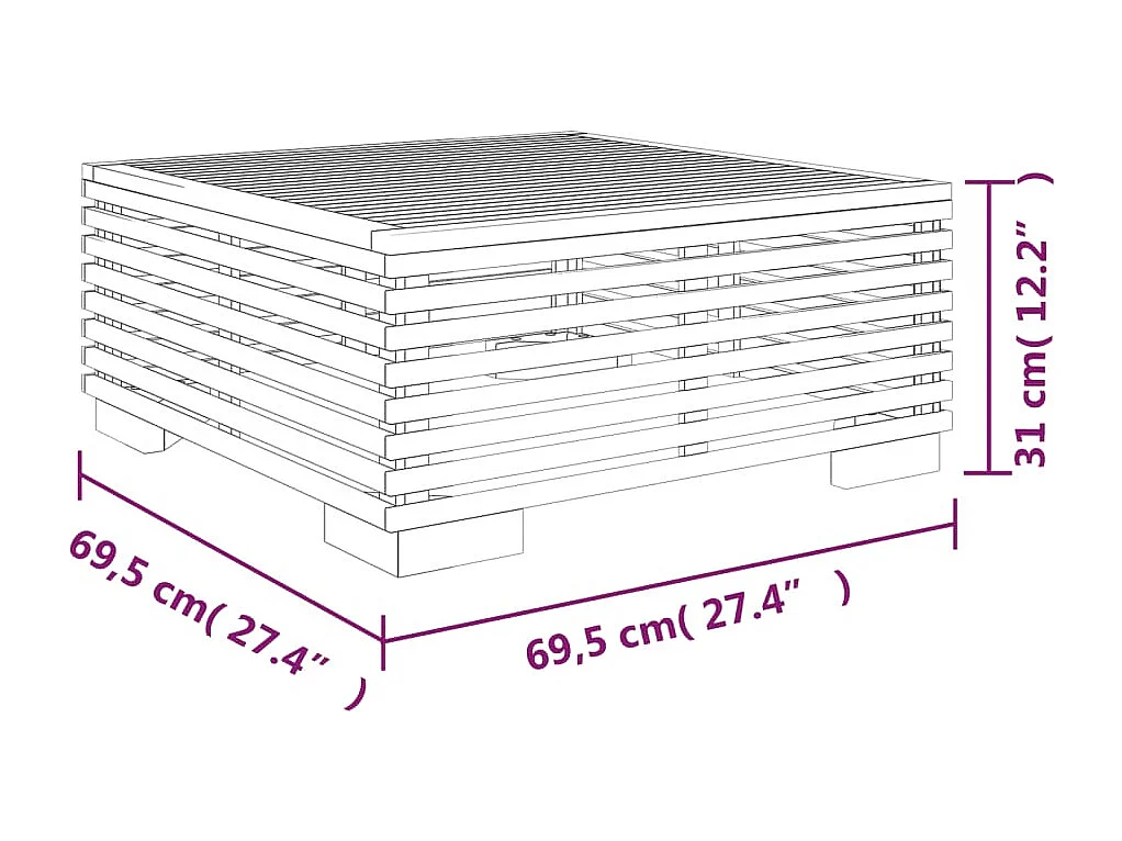 Table basse de jardin 69,5x69,5x31 cm Bois massif de teck