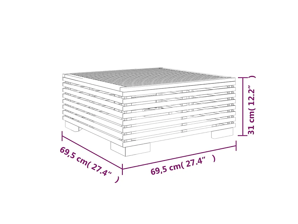 Table basse de jardin 69,5x69,5x31 cm Bois massif de teck