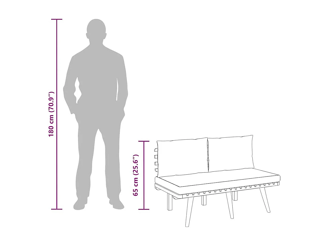 Banc de jardin avec coussins 115 cm Bois solide d'acacia